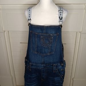 True Religion logo strap overalls
